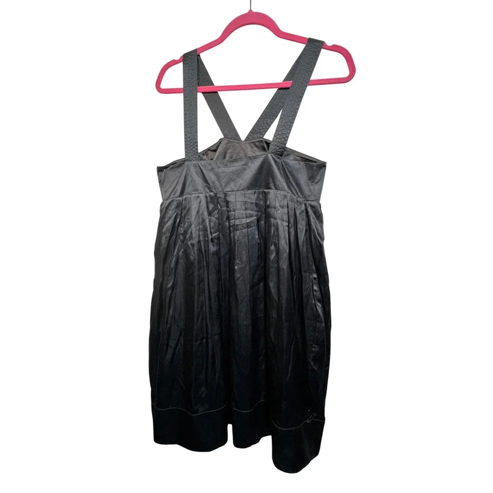 Club Monaco Black‎ Silk Blend Satin Mini Dress Pockets Size 10 Cocktail Y2K